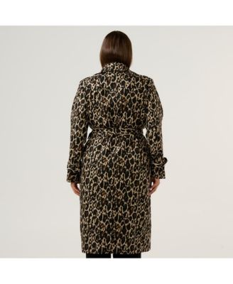 Plus Size Shari Leopard Print Trench