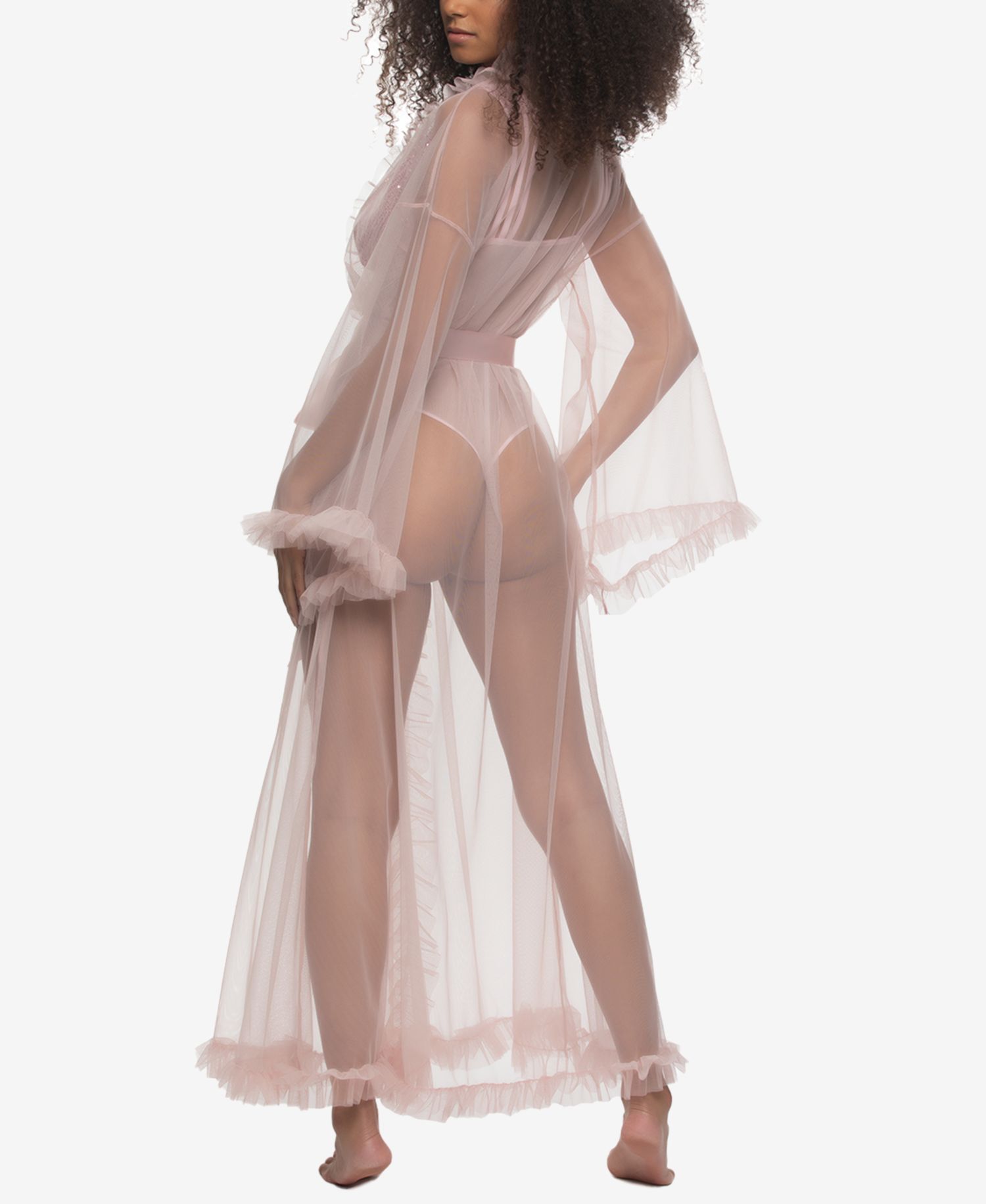 Women's Veil Tulle Ruffle Peignoir