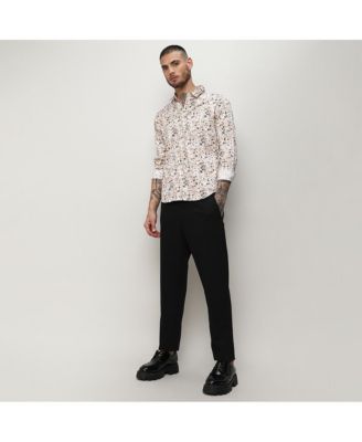 Men's Abstract Print Button Up Cotton Shirt