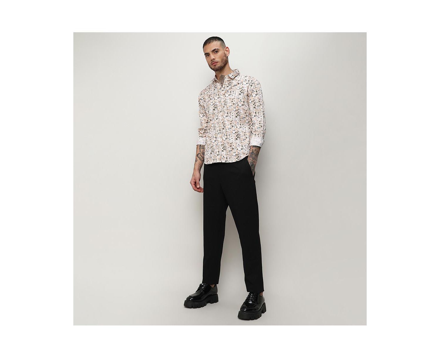 Men's Abstract Print Button Up Shirt