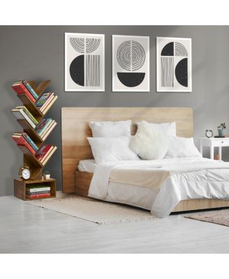 7-Tier Zigzag Tree Bookcase with Open Drawer for Books, Decor, and Accessories - Space-Saving Organizer Unit for Living Room, Bedroom, Office