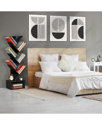 7-Tier Zigzag Tree Bookcase with Open Drawer for Books, Decor, and Accessories - Space-Saving Organizer Unit for Living Room, Bedroom, Office