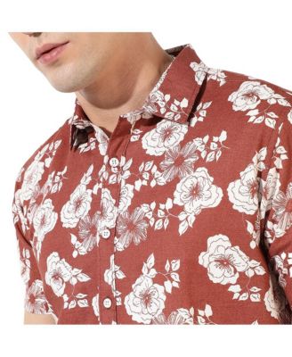 Men's Brown Printed Regular Fit Casual Shirt