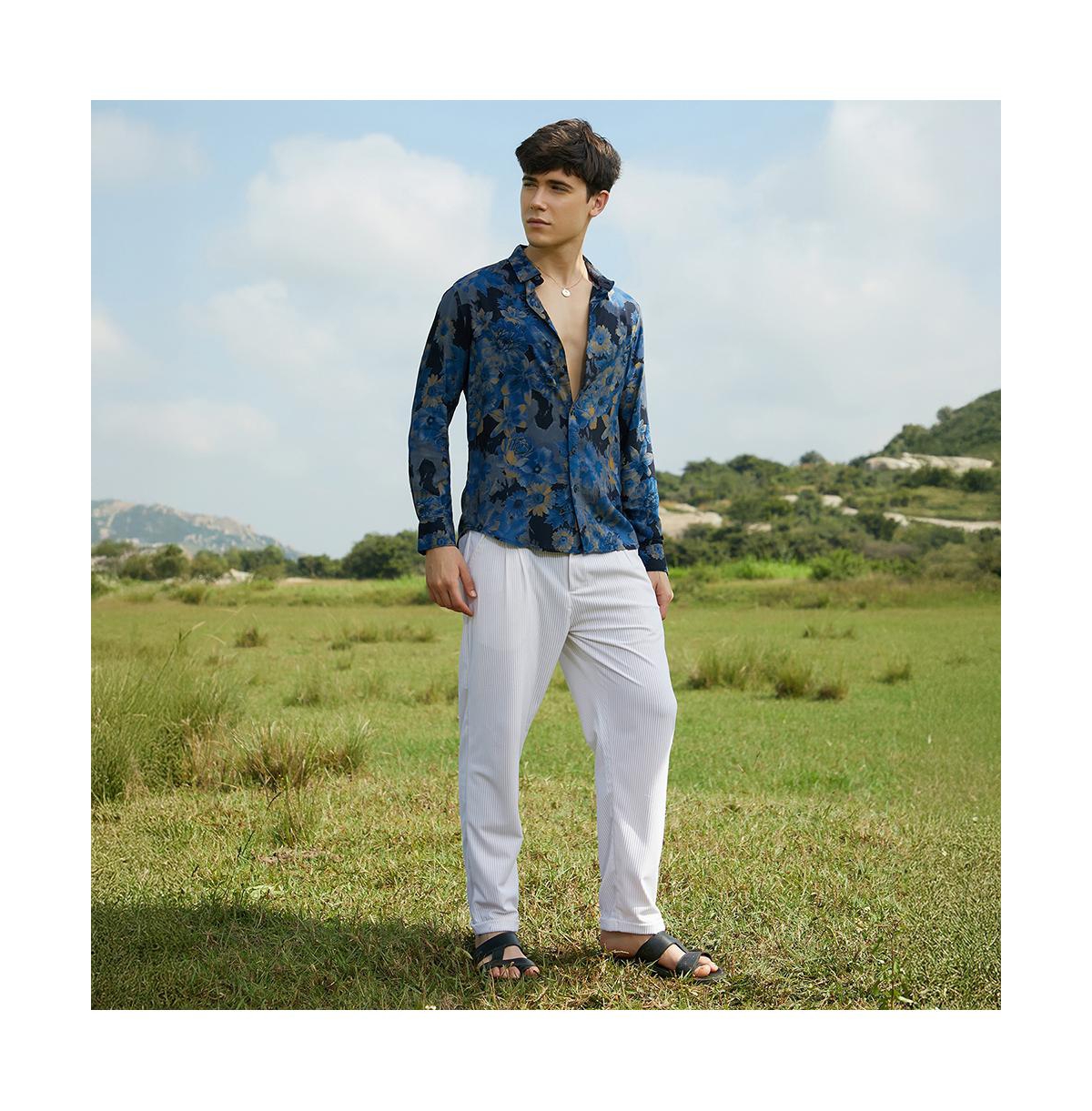 Campus Sutra Men's Bi-Hue Daisy Shirt