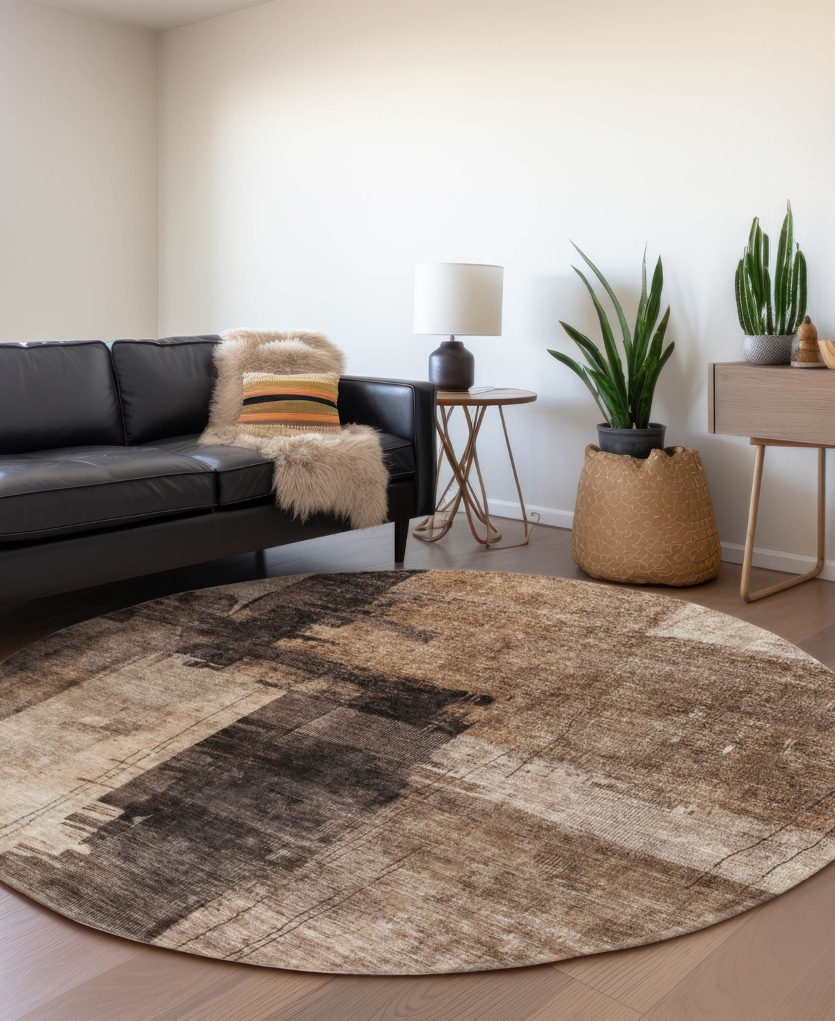 Dalyn Nouveau Nv10 8'x8' Round Area Rug In Brown