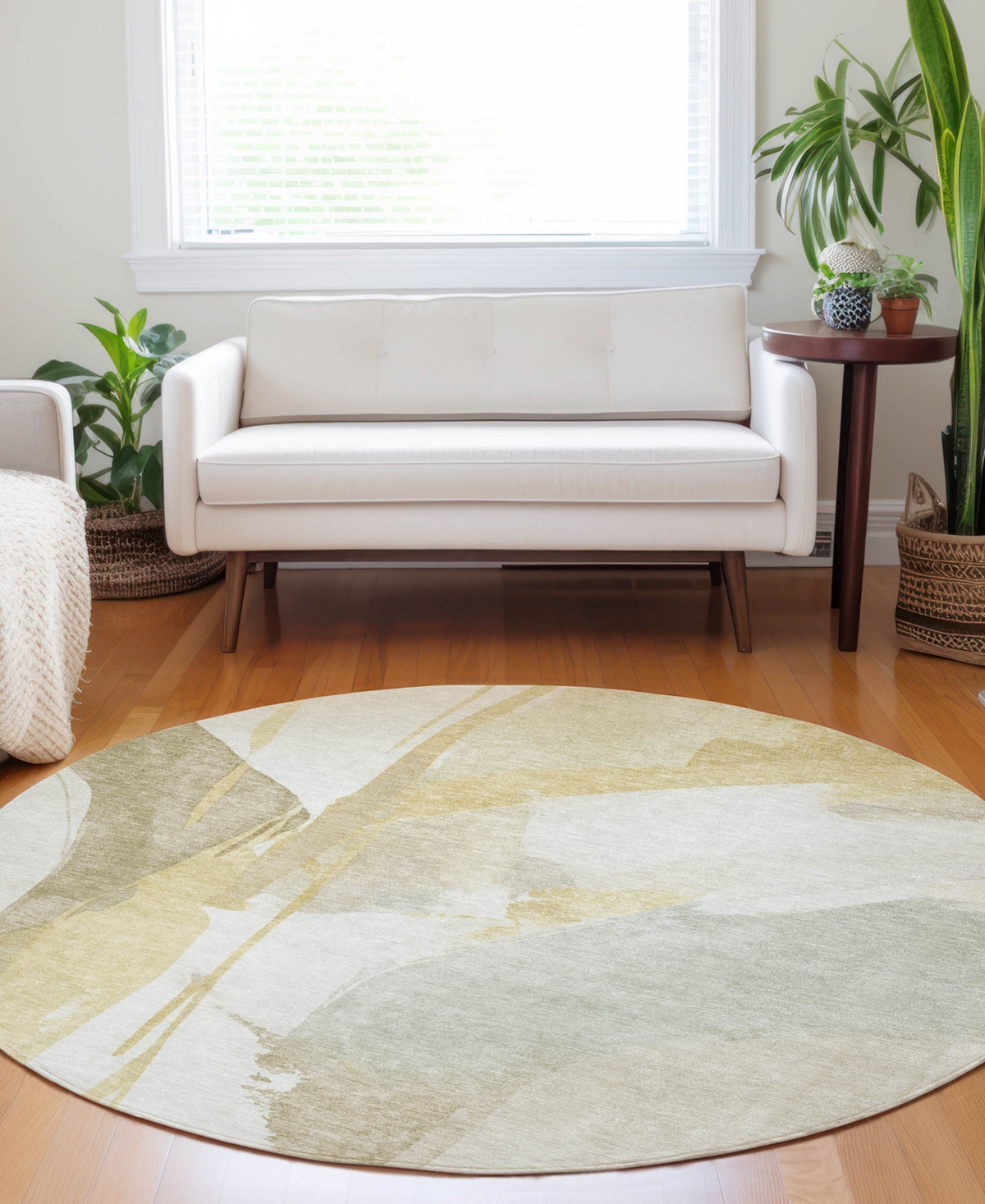 Dalyn Ravenna Rn7 8'x8' Round Area Rug In Yellow