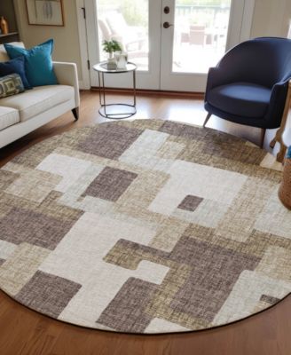 Portico Washable PO3 8'x8' Round Area Rug