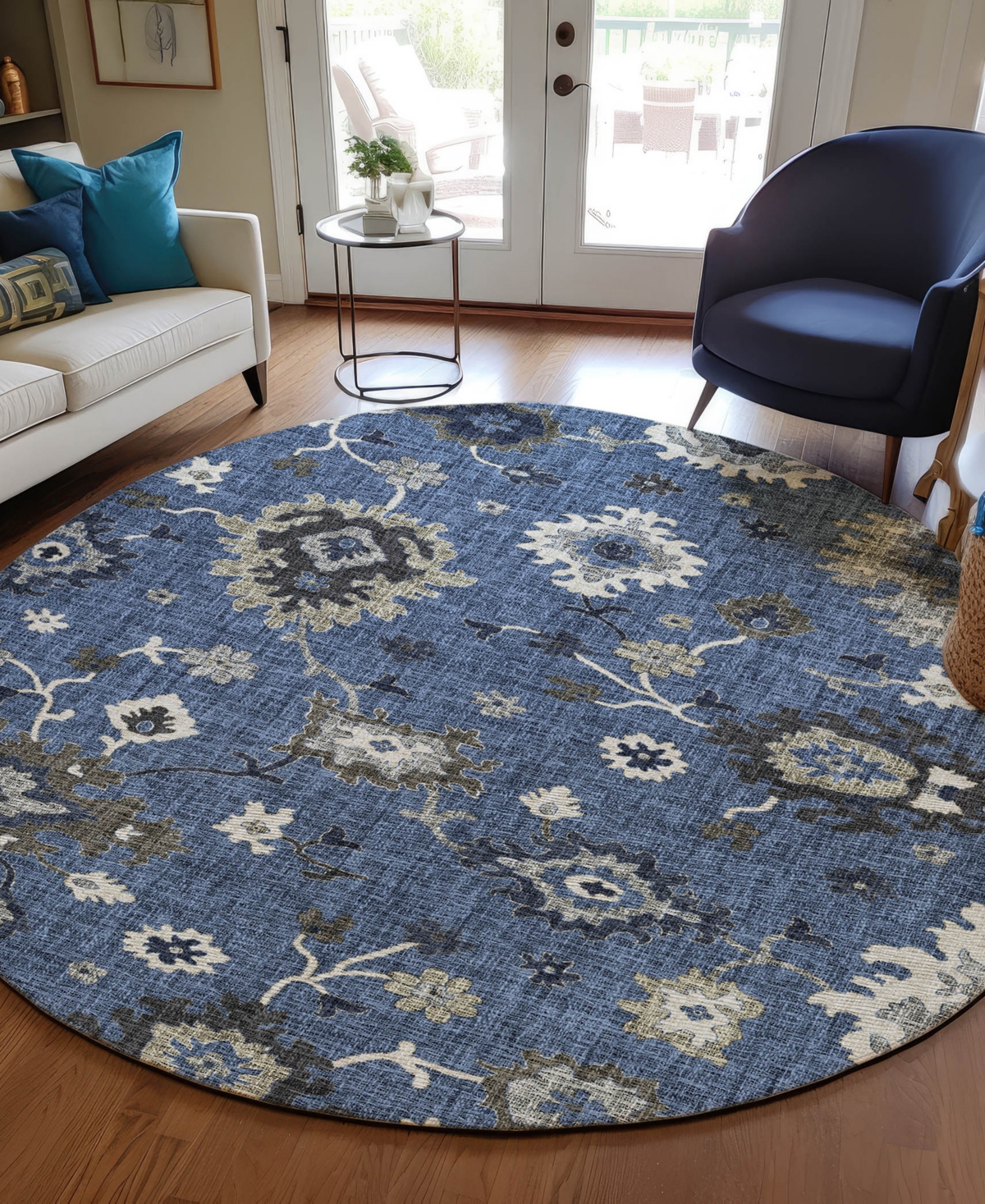 Dalyn Portico Po6 8'x8' Round Area Rug In Blue