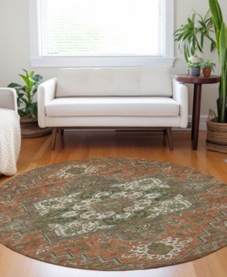 Tabrook Washable TB9 8'x8' Round Area Rug