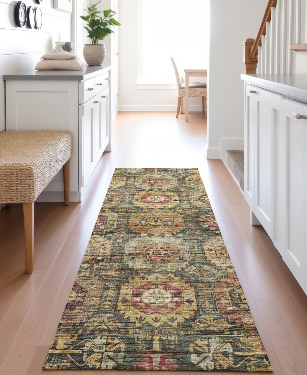 Dalyn Silk Road Washable Sr11 2'3"x7'6" Runner Area Rug In Green