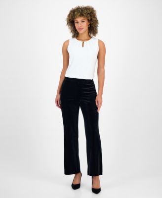 Kasper - Women's Velvet Pull-On Wide-Leg Pants