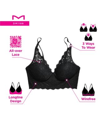 Women's Pure Comfort Lace & Mesh Longline Wireless Bralette DM1188