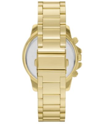 Men's Quartz Three-Hand Gold Alloy Watch Set, 43mm