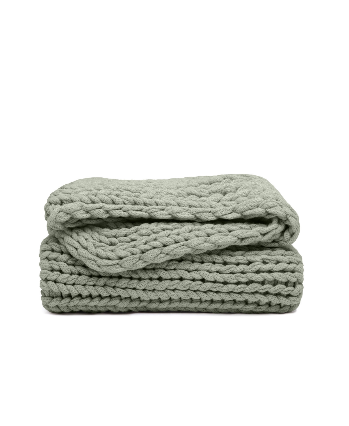 Ienjoy Home Eucalyptus Oversized Chunky Hand-knit Throw, 59" X 47" In Green
