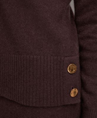 Women’s V-Neck Cashmere Sweater with Gold Button Detailing