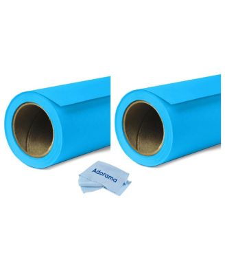 2 Pack Widetone Seamless Background Paper, 86" wide x 36' Blue Jay, #31 - With Microfiber Cleaning Cloth