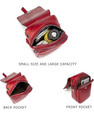 Vintage Crossbody Phone Bag for Women, Small PU Leather Shoulder Purse and Handbag with Tassel&Rivet Decoration