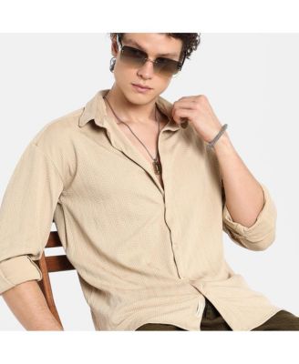 Men's Light Beige Spear-Textured Shirt