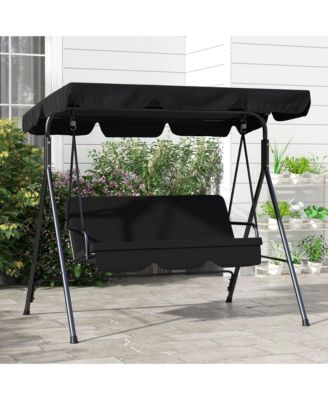 Outsunny 3-Person Patio Swing Chair with Adjustable Canopy