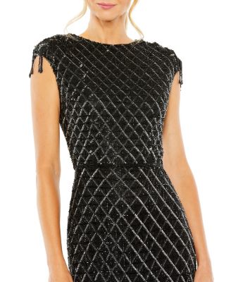 Women's High Neck Dress w/ Crystal Fringe Detail