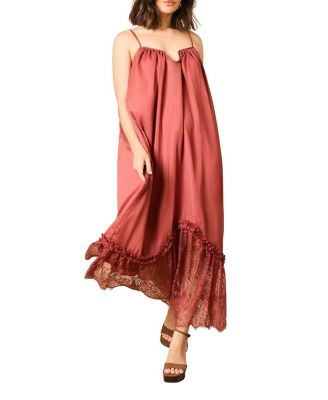 Babydoll Floaty Lace Detail Maxi Dress