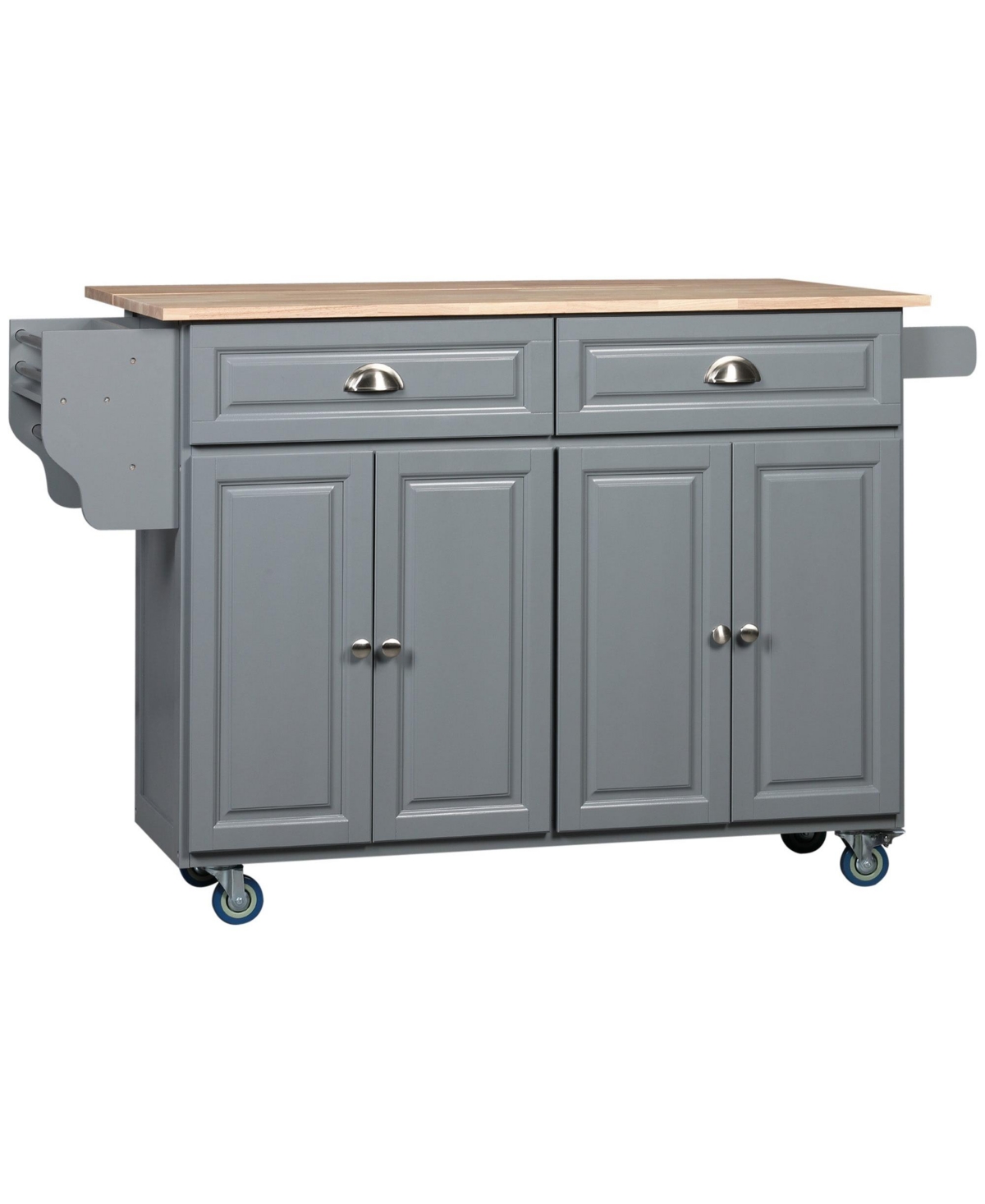 Halifax North America Dark Gray Kitchen Helper: Utility Cart with Drop-Leaf & Rubber Wood Top