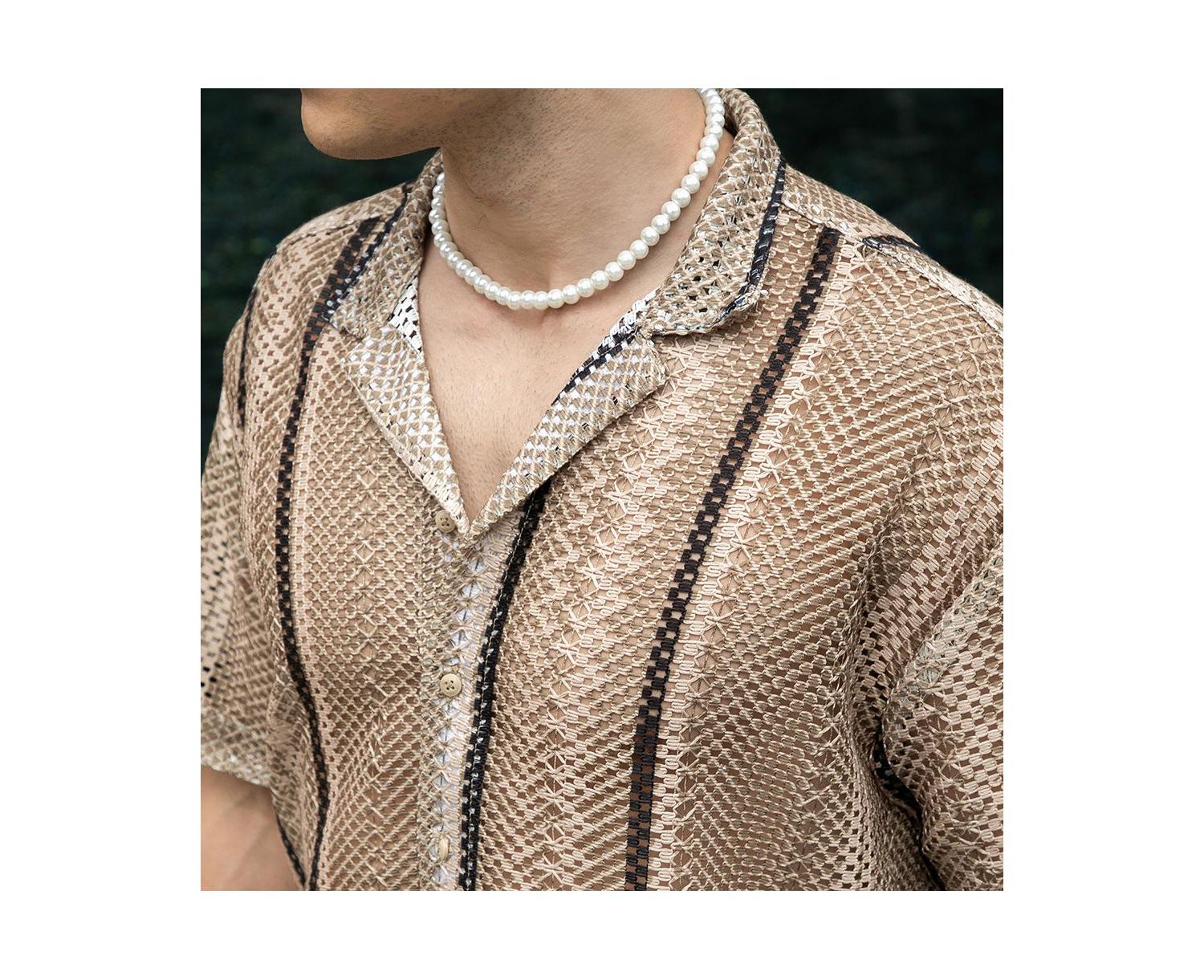 Men's Striped Knit Oversized Shirt