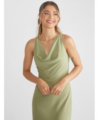 Women's Cowl Front Crepe Bridesmaid Dress