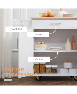 Black Kitchen Companion: Utility Cart with Wheels, Drawer &amp; Cabinet