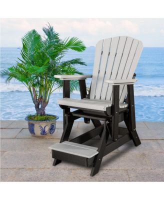 Fan Back Balcony Glider Made in the USA- Light Gray, Black