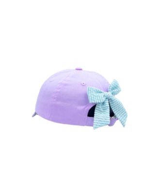 Girls Brunette Mermaid Twill Bow Baseball Hat in Lavender