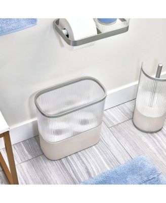 Plastic Bathroom Trash Can with Storage for Toiler Paper - Clear/Satin