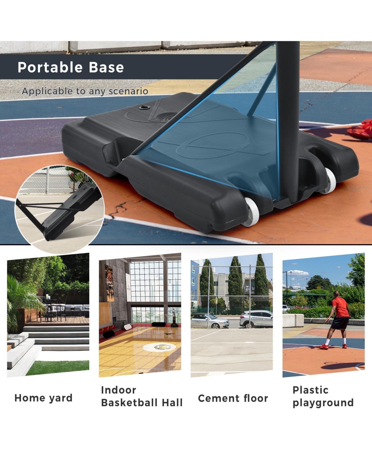 10ft Adjustable Portable Basketball Hoop with Led Lights and Heavy Duty Base