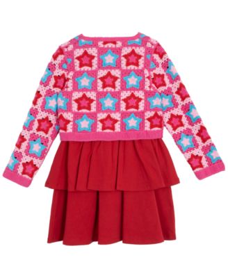Little Girl Dress with Crochet Cardigan, 2 pc