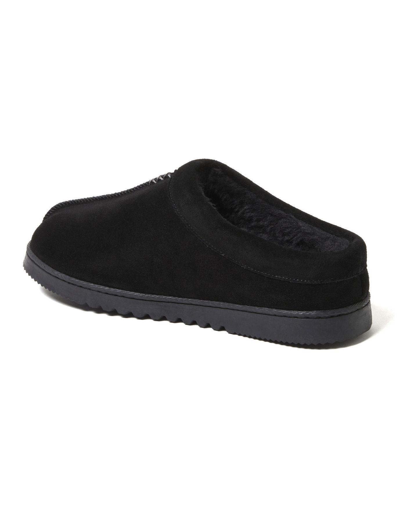 Мужские сабо Dearfoams Dean Genuine Suede Clog House Shoe Slipper, цвет: Чёрный — фото 3