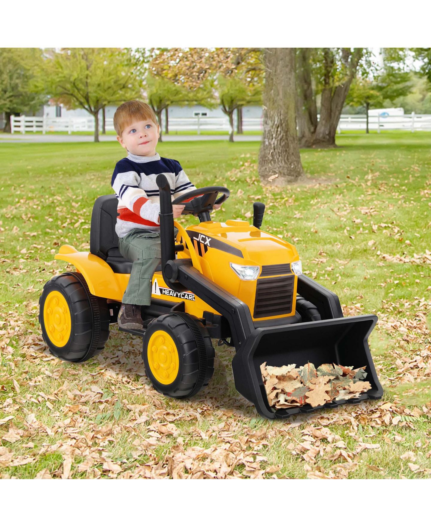 Детская игрушка Costway 12V Remote Control Electric Ride On Excavator, 66 lbs, 3–8 лет, цвет: Жёлтый — фото 6
