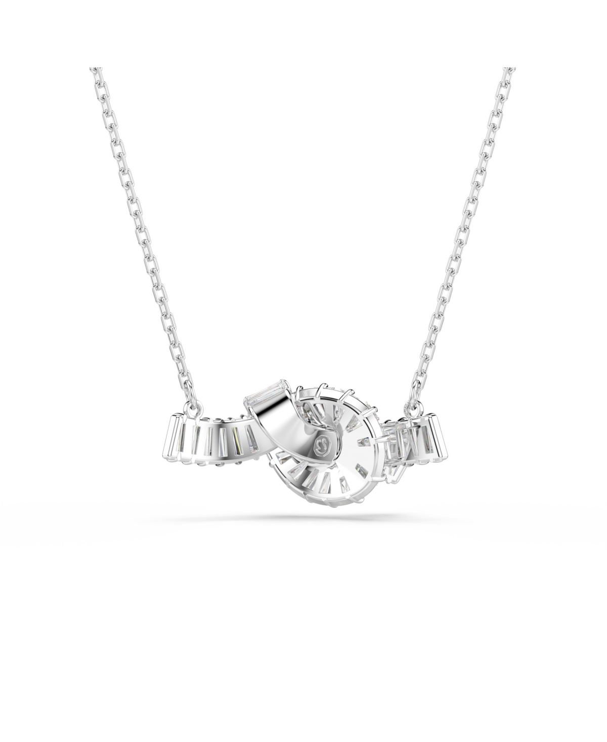 Swarovski Matrix Rhodium Plated Baguette Cut Necklace In Metallic