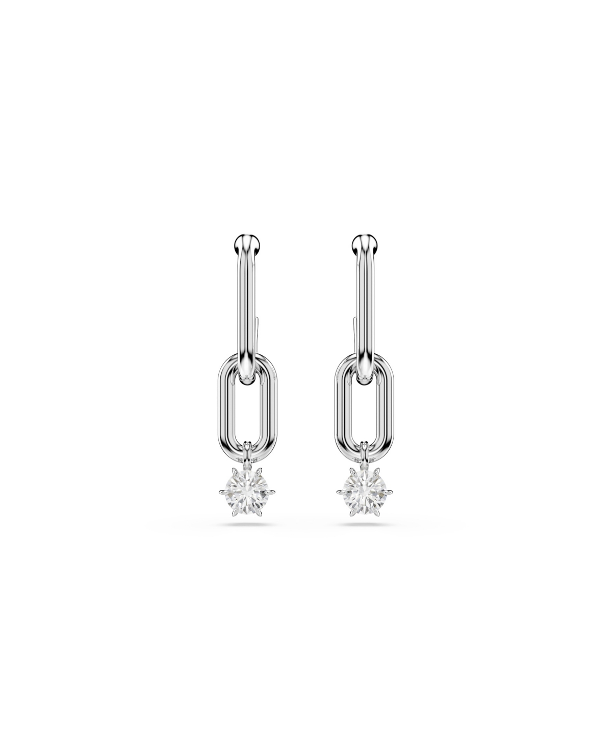 Swarovski Constella Rhodium Plated Drop Earrings In Silver