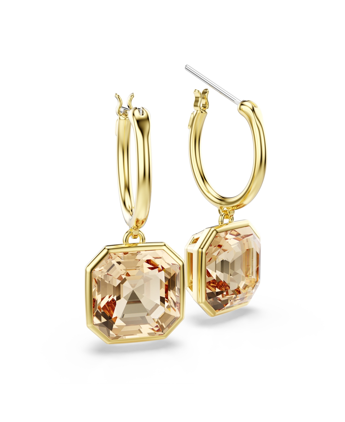 Swarovski Millenia Square Cut Gold-tone Plated Earrings In Gold