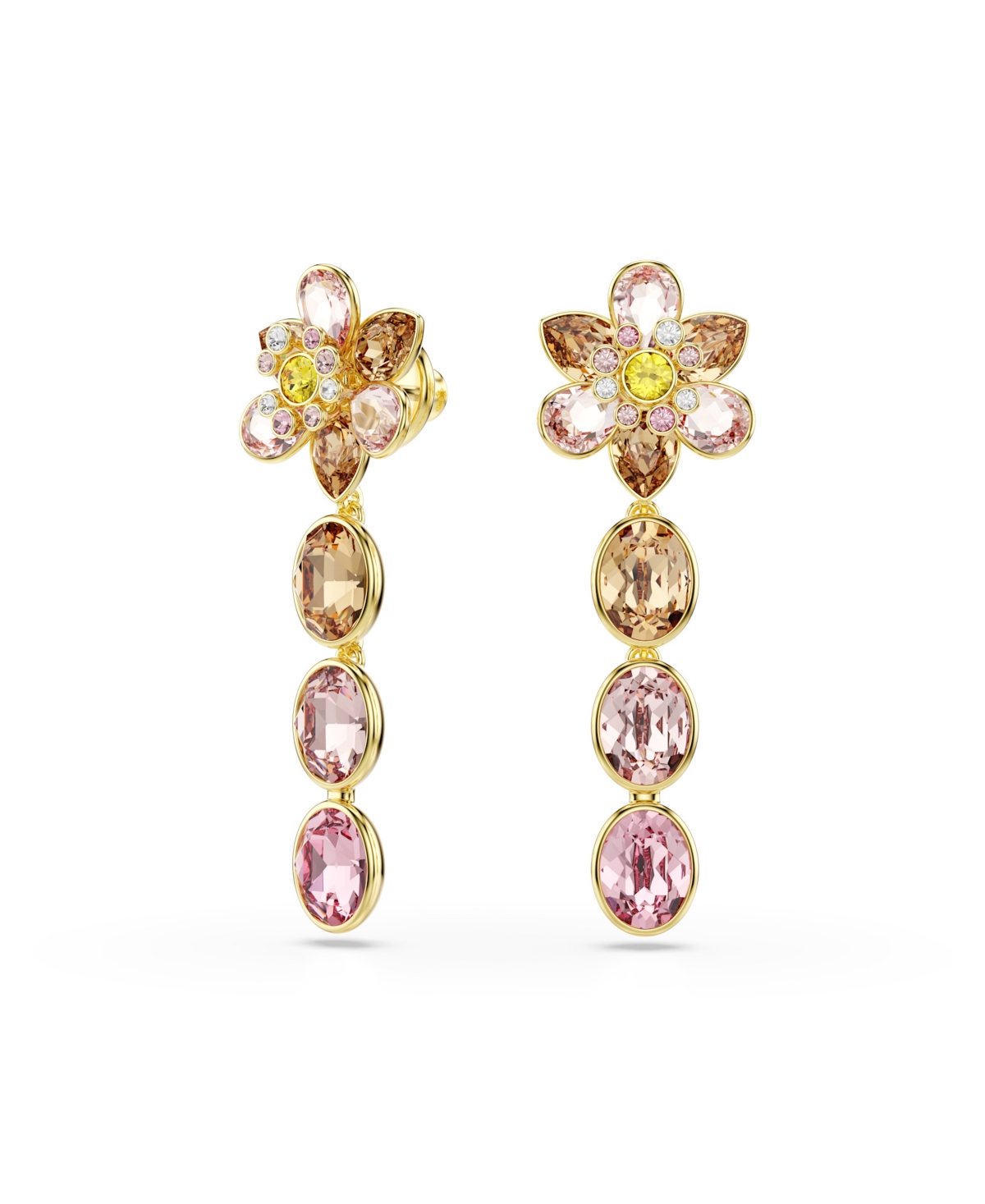 Swarovski Idyllia Gold-tone Plated Drop Earrings In Pink