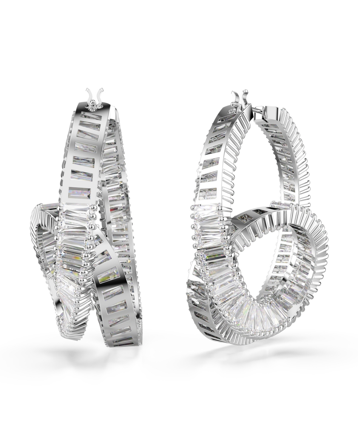 Swarovski Matrix Rhodium Plated Hoop Earrings In Metallic