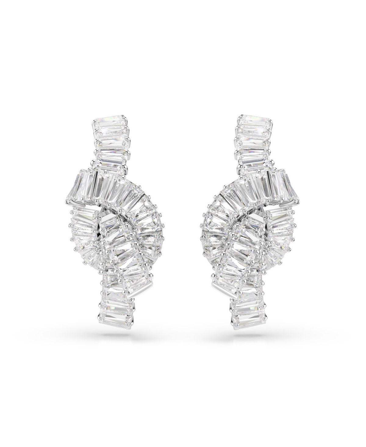 Swarovski Matrix Rhodium Plated Baguette Cut Earrings