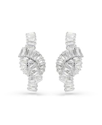 Swarovski Matrix Rhodium Plated Baguette Cut Earrings - Macy's