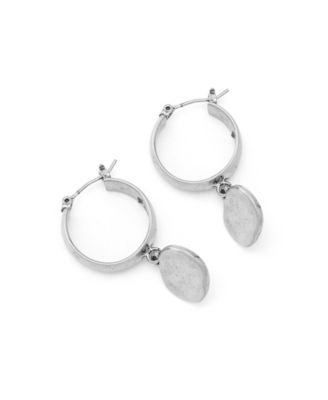 Antique Silver Heirloom Charms Disc Huggie Earrings