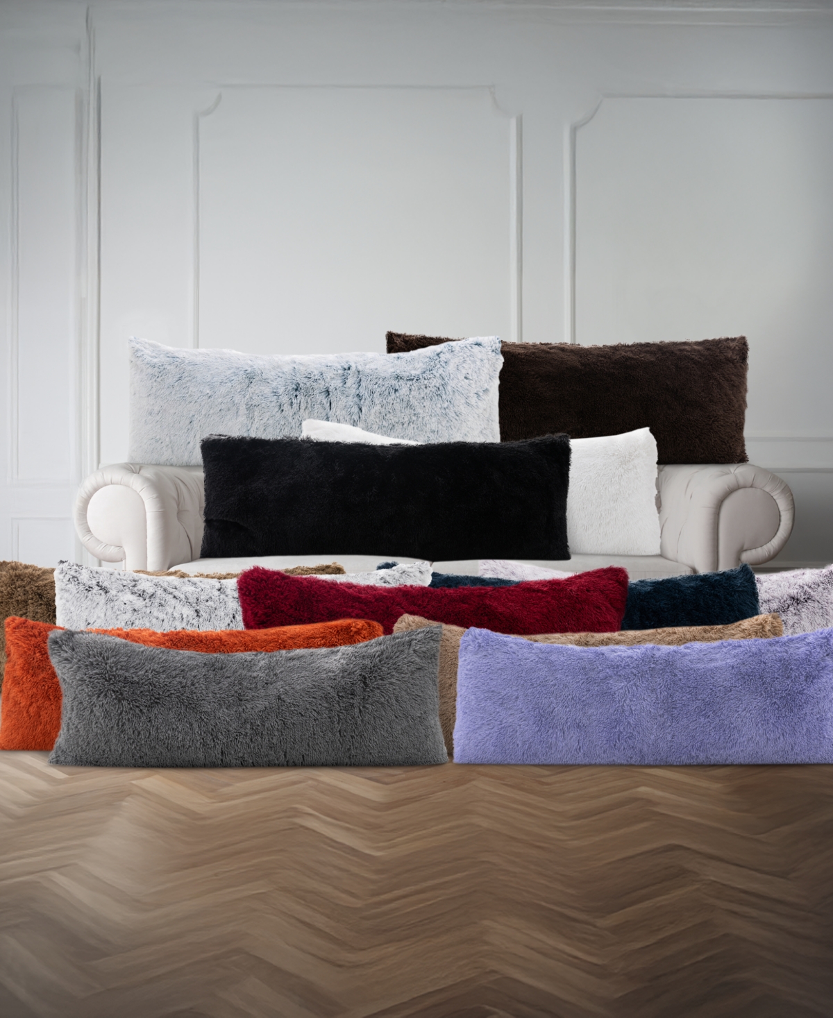 Cheer Collection Faux Fur Body Pillow, 20" X 54" In Purple