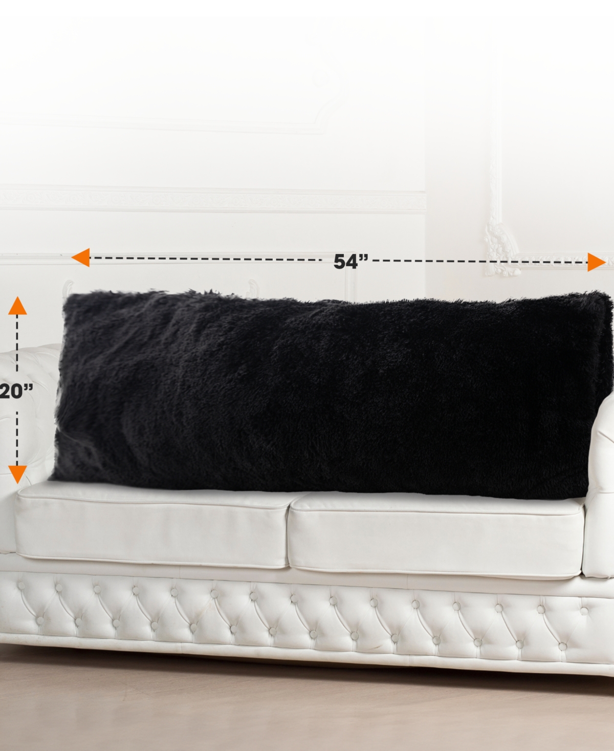 Cheer Collection Faux Fur Body Pillow, 20" X 54" In Black