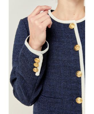 Women's COLLARLESS TWEED JACKET