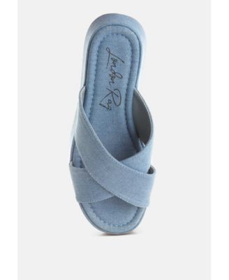 Womens Karbi Denim Flatform Slip Ons
