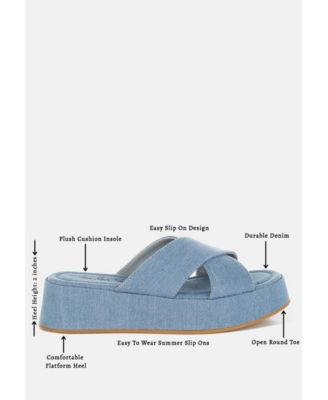 Womens Karbi Denim Flatform Slip Ons