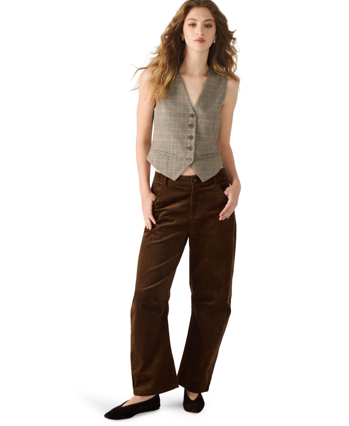 Steve Madden Barrett Plaid Vest In Gray
